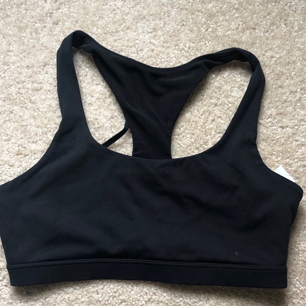 NWOT Fabletics Black Sports Bra with funky design! - Picture 2 of 4